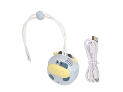 Abanico Colgante Mini Para Cuello Sin Aspas Recargable Usb Cow Shape Cartoo Blue