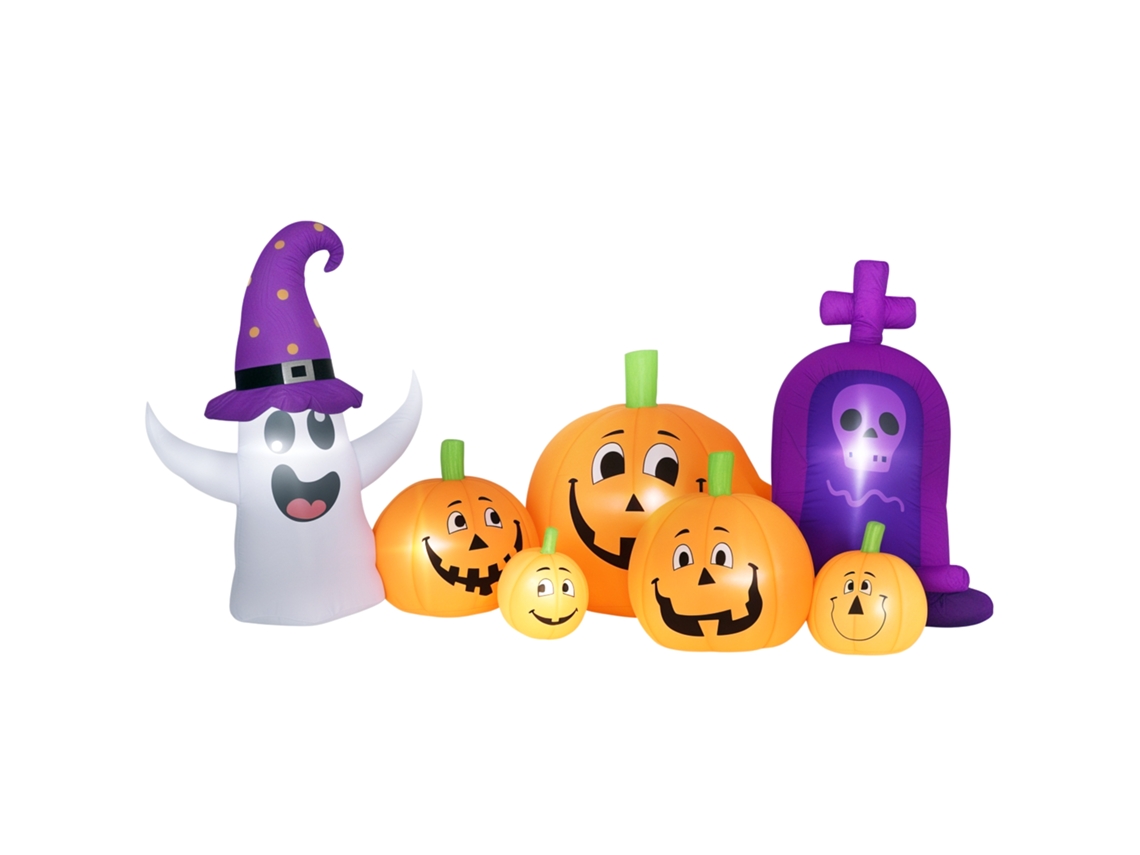 Calabaza Inflable De Halloween Con Forma De Fantasma Y Lápida, Led, Ip44, Inflador, 240x130x130