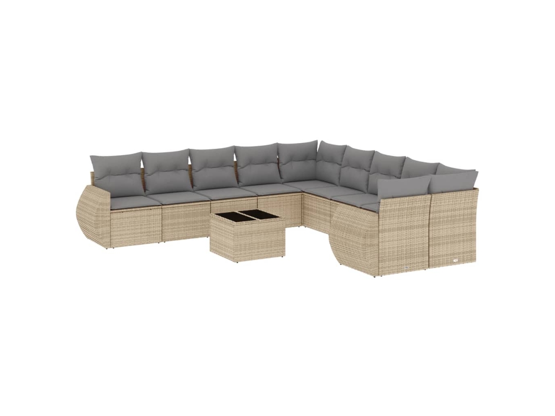 Maison Exclusive - Set De Sofás De Jardín 11pzas Con Cojines Ratán Sintético Beige