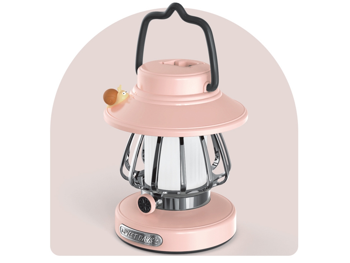 Caracol Retro Camping Luz Nocturna Portátil Recargable Luz Nocturna Rosa SIURN