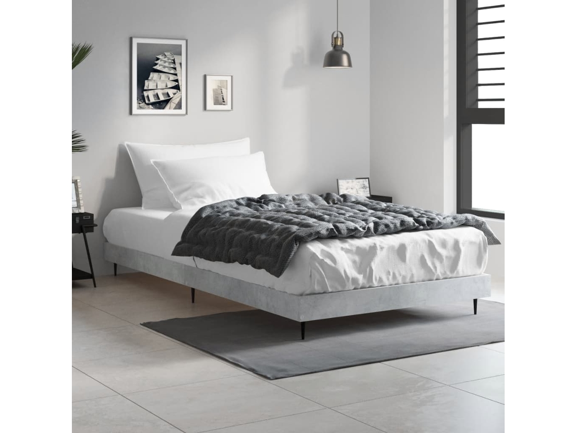 Estructura De Cama Madera De Ingeniería Gris Hormigón 90x190 Cm