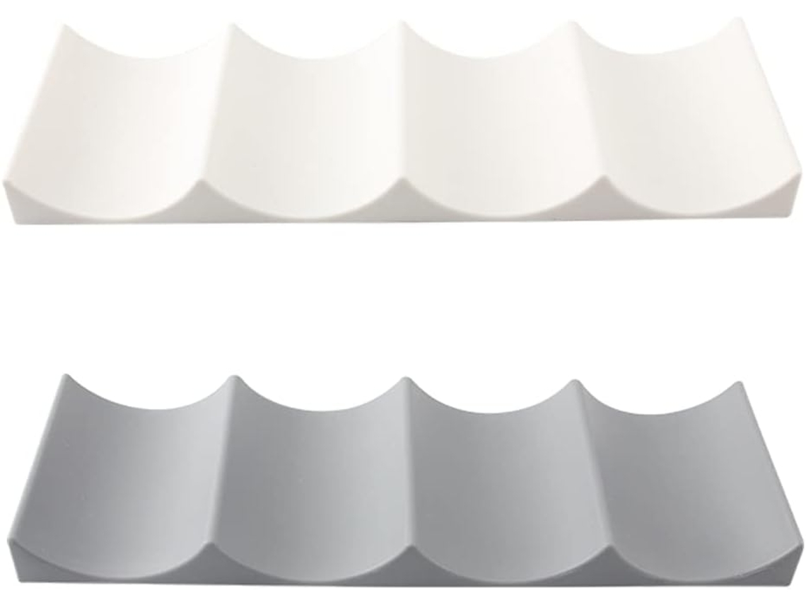 VVJIJILLY 2 Tapetes Para Garrafas No Frigorífico, Organizador Empilhável, Branco/cinzento