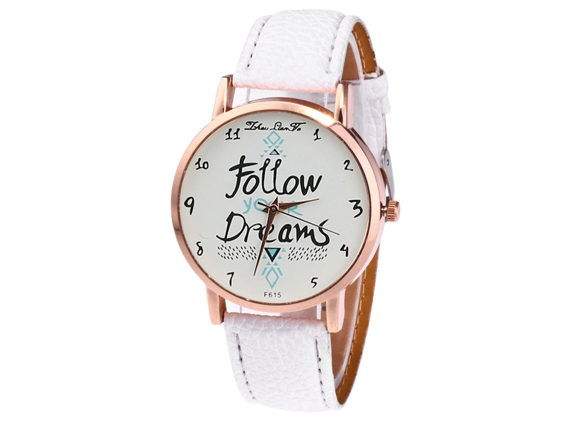 Reloj analógico de cuarzo moderno para hombre y mujer, correa de cuero sintético, reloj de pulsera informal (blanco)