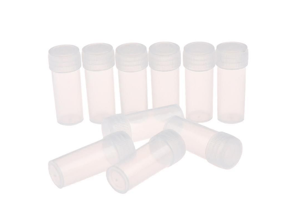 100 Tubos De Ensayo De Plástico De 5 Ml Con Tapón De Rosca Para Material Escolar De Química.