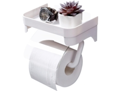 Portarrollos de papel higiénico blanco con estante, autoadhesivo de plástico, antigoteo, ligero e impermeable. Jortmrd