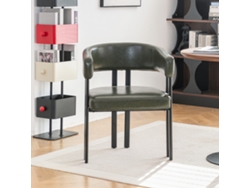 Silla De Comedor Tipo Barril, De Piel Sintética, Con Reposabrazos De Metal.