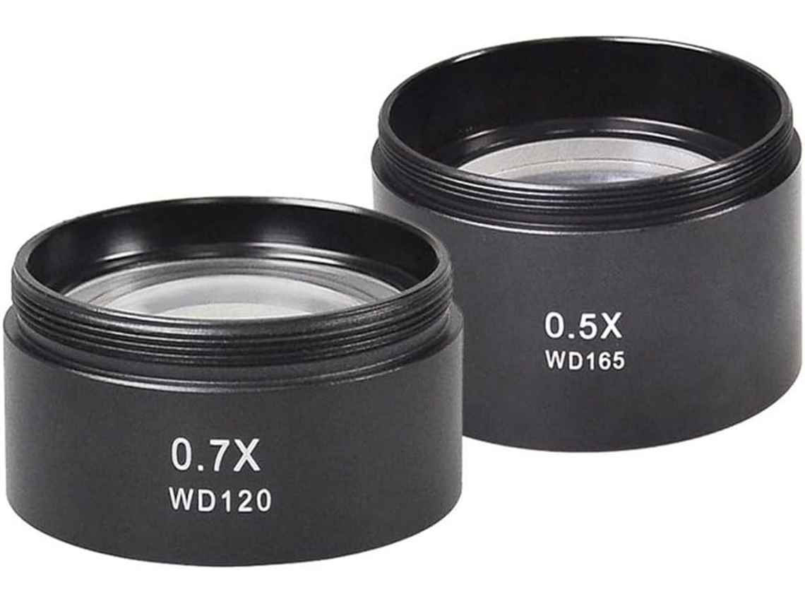 Lente De Vidrio Wd165 0.5x 0.7x Wd120 Para Microscopio Con Lente Barlow Y Objetivo De Cámara Roscado