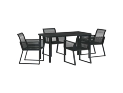 Conjunto De Comedor De Jardín 5 Uds | Mueble De Jardín Negro