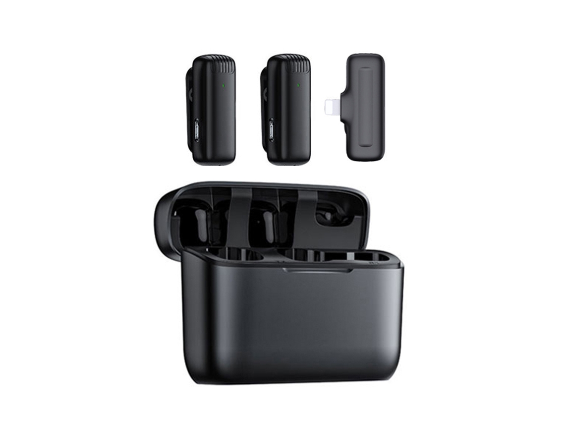 Mini micrófono de solapa inalámbrico con estuche de carga, receptor portátil de audio y video Mdug