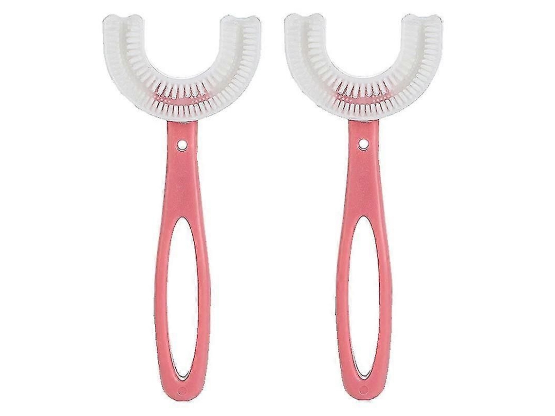 Cepillos de dientes manuales de silicona en forma de U para niños de 6 a 12 años, 2 unidades. Hermosos cepillos de dientes para el aprendizaje infantil. GOKOCO