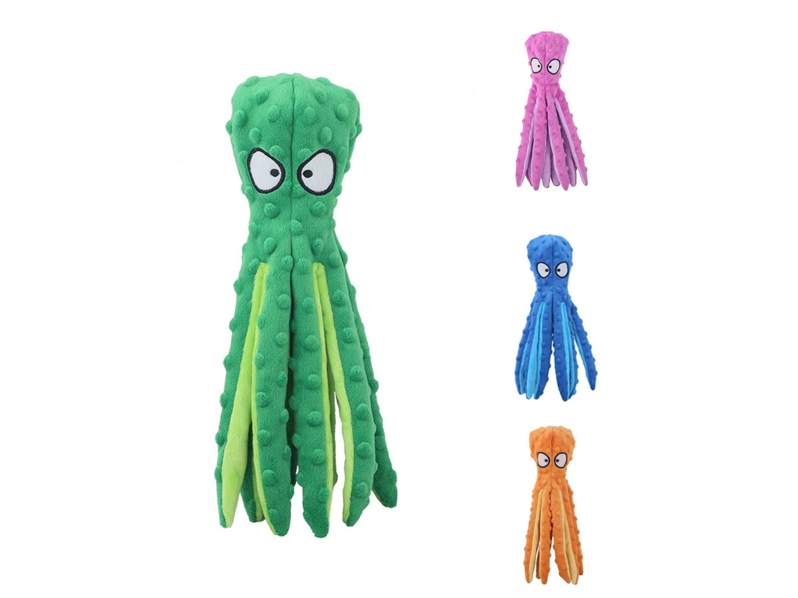 Um Brinquedo Mastigável Em Forma De Polvo, Peludo E Seguro Para Filhotes, É A Opção Perfeita Para Brincar Em Casa.