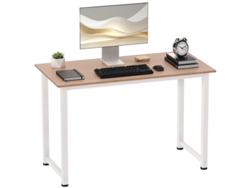 Mesa Multifuncional 120x60x76 cm para Ordenador o Comedor, Roble y Blanco, Tablero Grande y Estructura de Metal, BGA Store