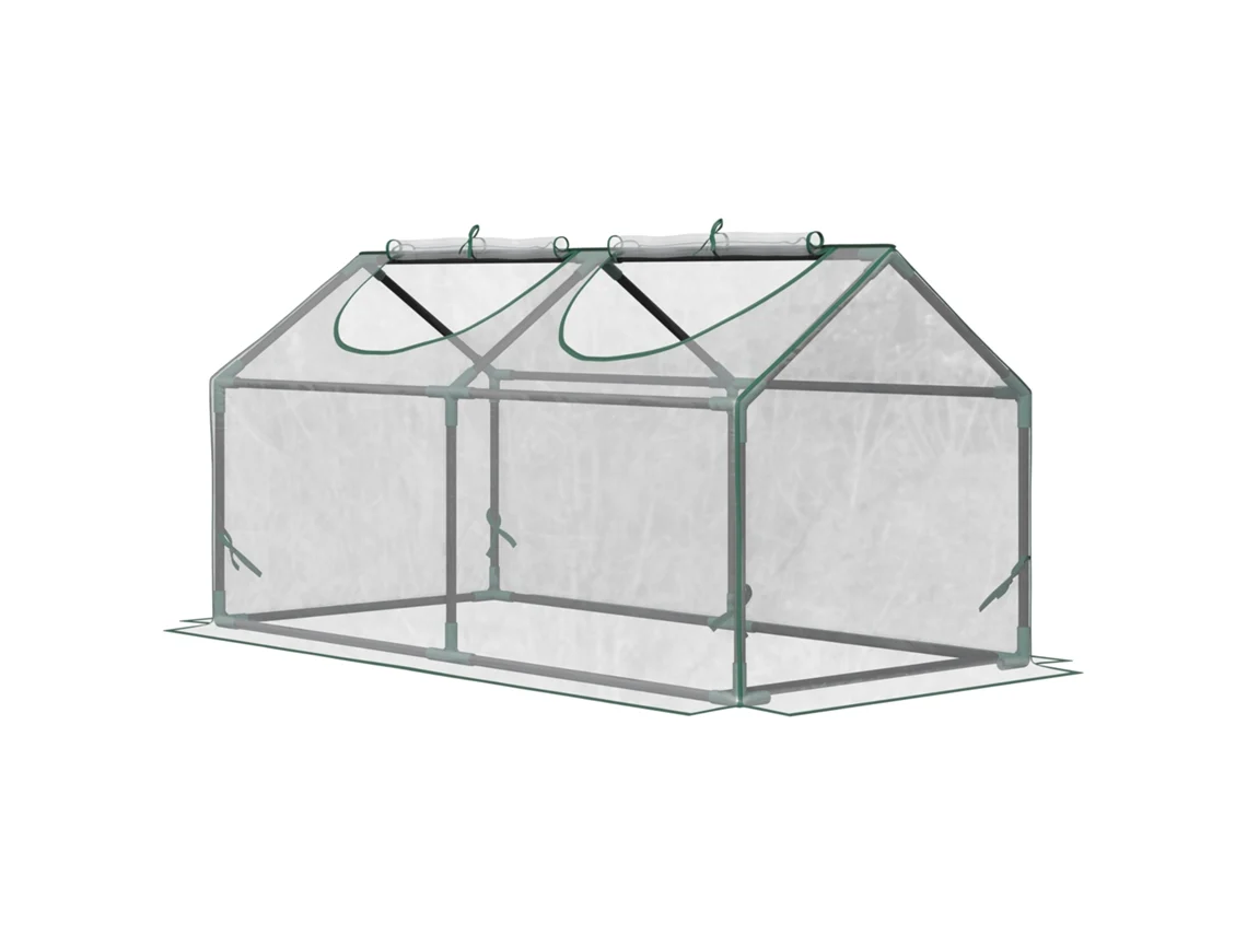Invernadero de jardín con estructura de acero y cubierta de tela de PVC, color transparente, 119x60x60 cm, OUTSUNN