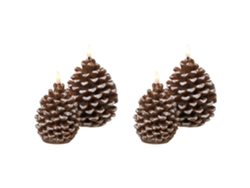 Conjunto De Velas Led Decorativas Em Forma De Pinhas Beliani Ivresse De Parafina Castanho 8x8x12