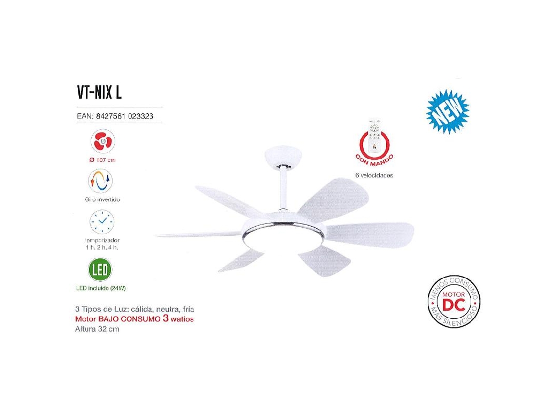 Ventilador techo dc mando vtnixl