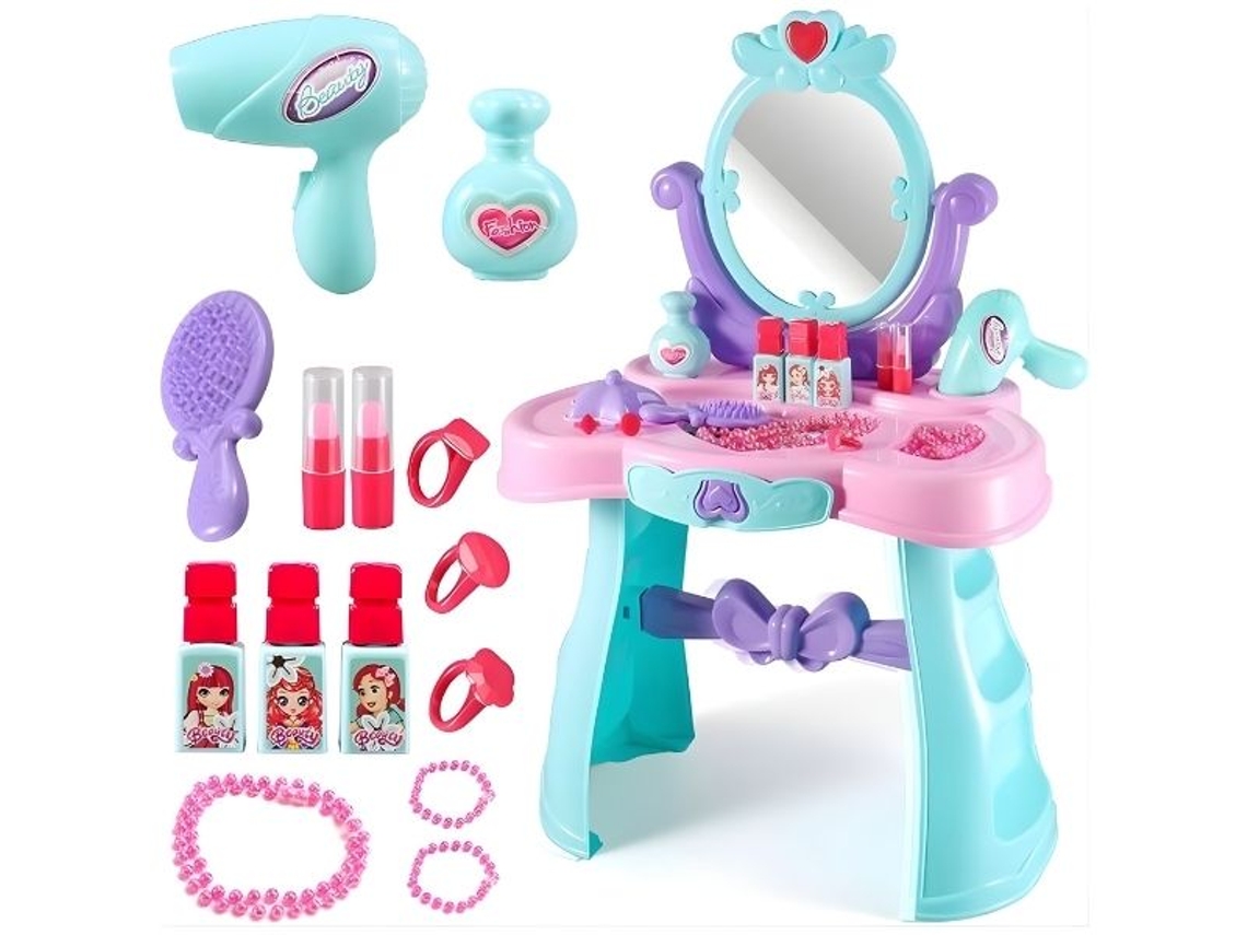 Tocador de juguete | Kit de belleza infantil con espejo y accesorios | Lpm (31 piezas)