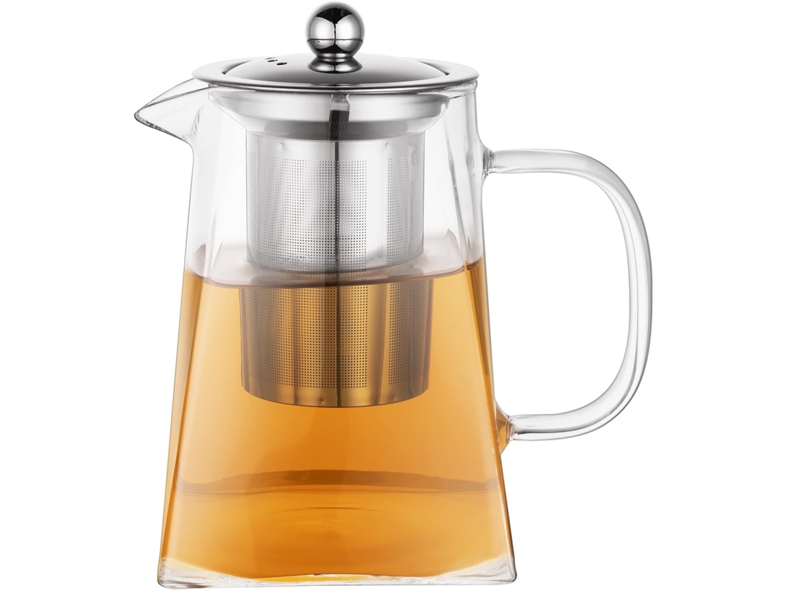 Tetera de vidrio con filtro para té suelto, resistente al calor, 350 ml