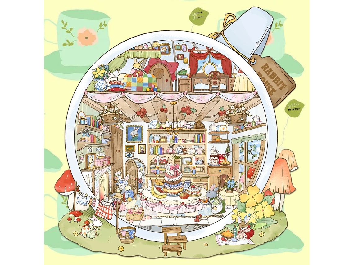 Juego de pegatinas 3D para tazas de té en miniatura y juguetes con escenas de animales de dibujos animados. Mdug