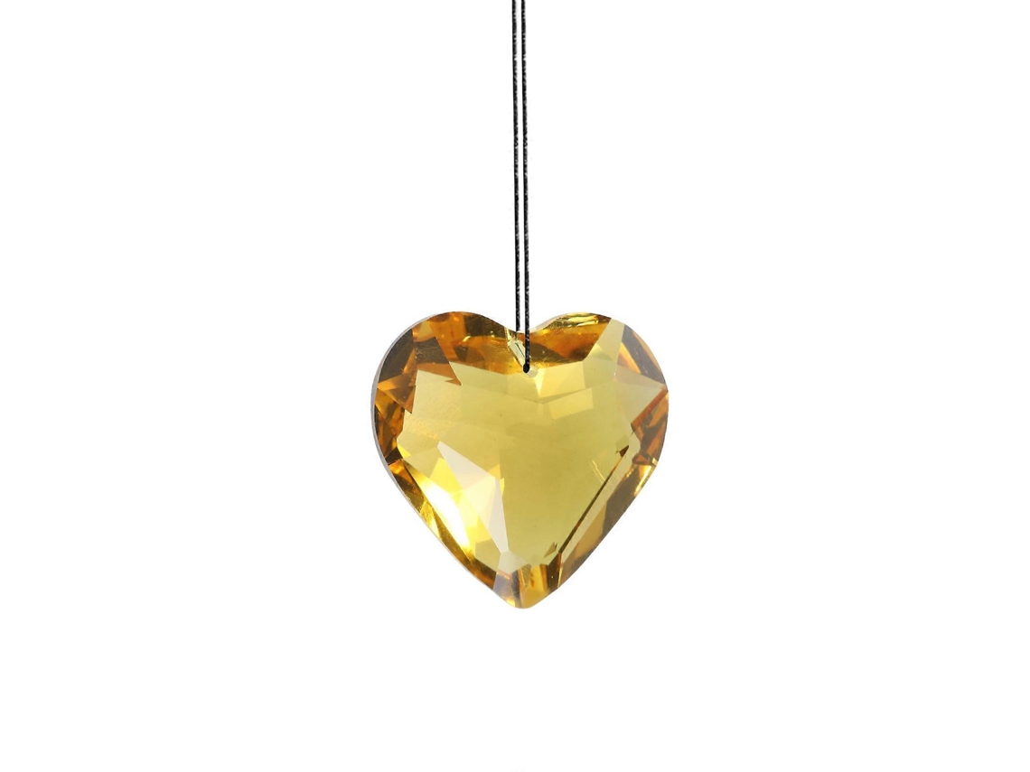 Adorno colgante para ventana o puerta con forma de corazón de cristal, con cuerda de arcoíris y atrapasoles colgantes