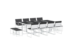 Maison Exclusive - Juego De Comedor De Jardín 13 Pzas Con Cojines Textilene Blanco