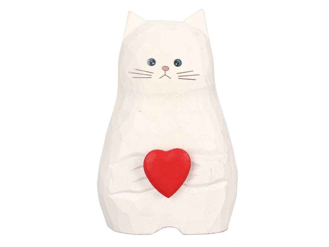 Jarrón de flores con forma de gato blanco de madera hecho a mano para amantes de los gatos.
