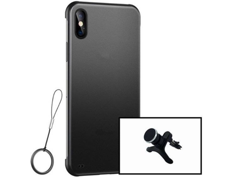 Kit Soporte Magnético de Coche Reforzado y Funda Invisible Bumper Xiaomi Redmi 9A Sport PHONECARE Transparente Negro