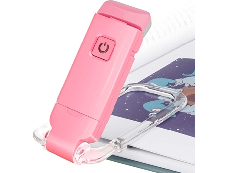 Lámpara de Lectura Clip LED KINSI Recargable por USB, 2 Configuraciones de Brillo para Protección de los Ojos (Rosa)