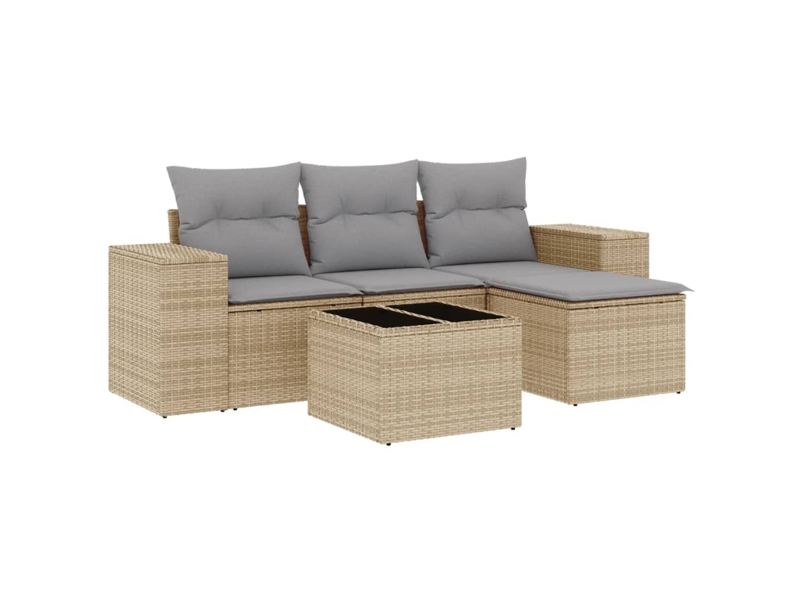 Conjunto de 5 sofás de jardín con cojines de mimbre beige MAISON EXCLUSIVE (5 piezas)