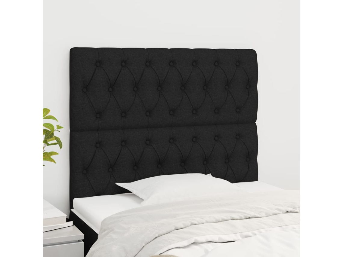 Cabeceros 2 Unidades De Tela Negro 90x7x78/88 Cm