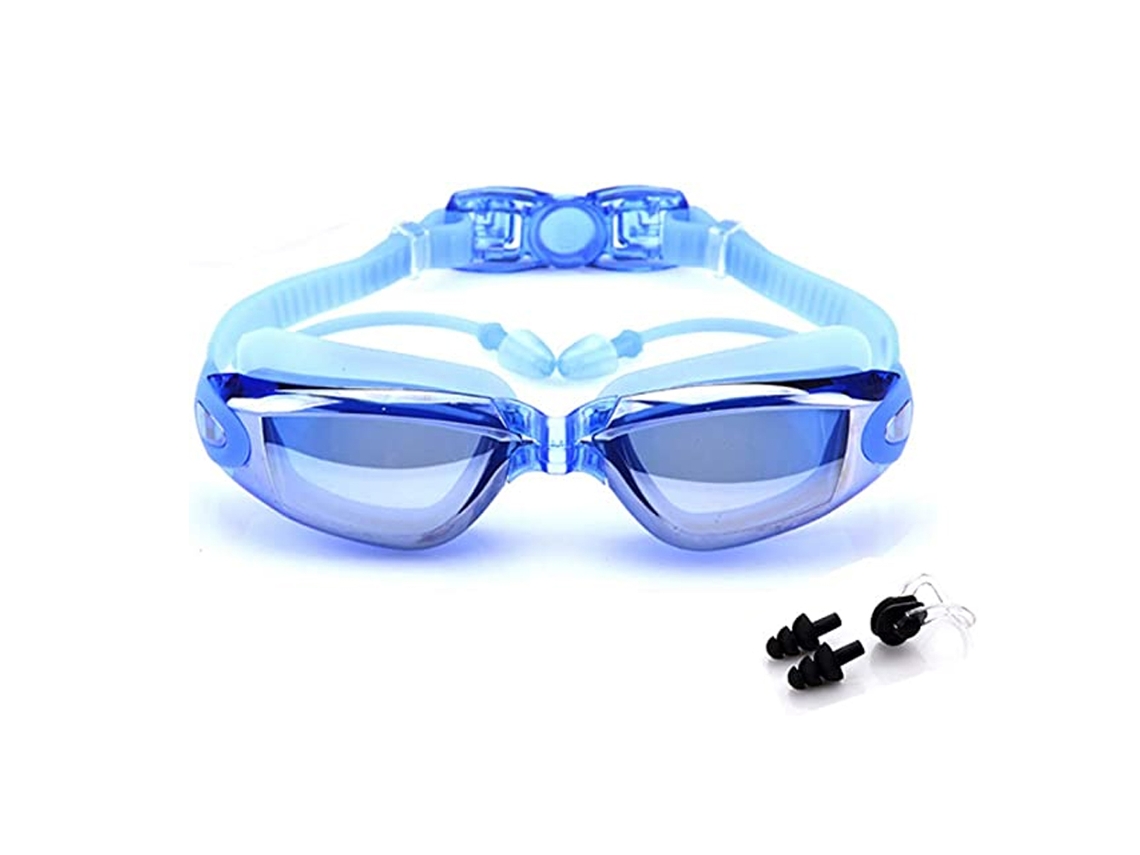 Gafas de natación grandes con revestimiento de electroplatino, impermeables y antivaho para hombres y mujeres.
