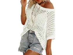 Camiseta De Playa De Ganchillo De Manga Corta Para Mujer - Top Para Cubrir El Traje De Baño