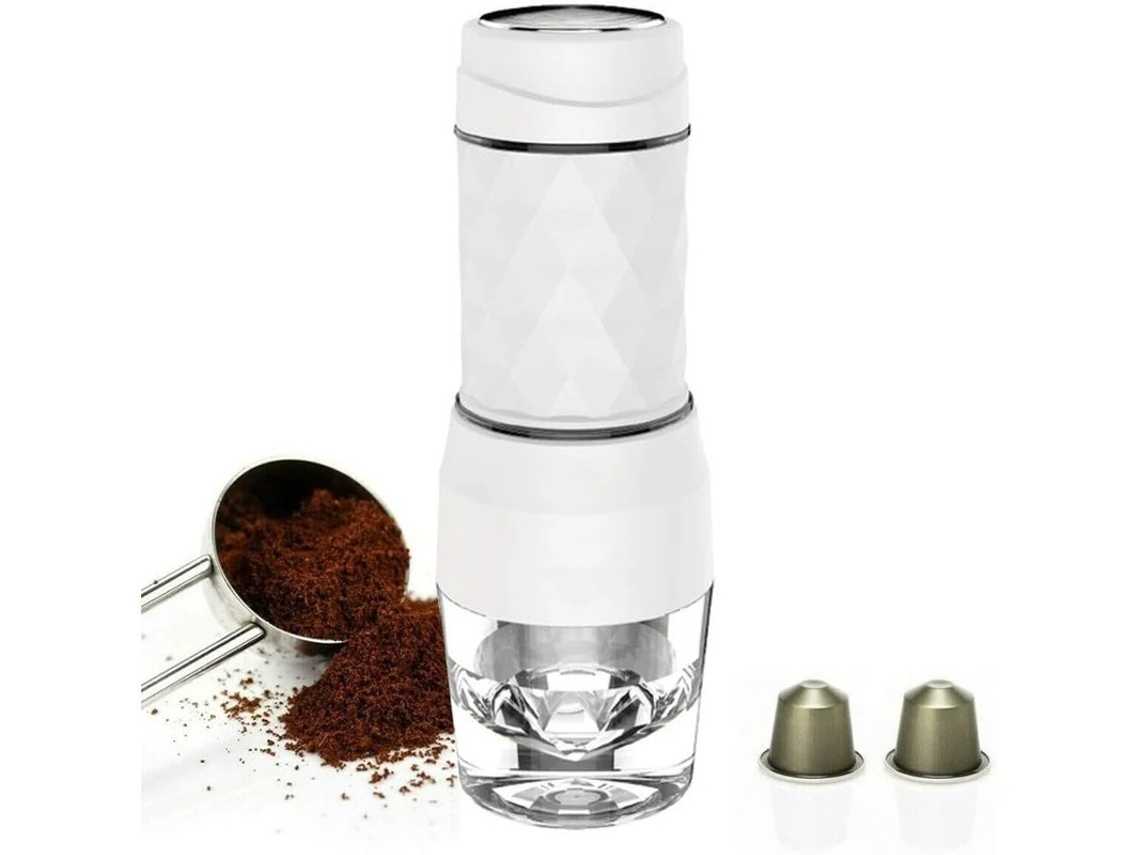 Cafetera portátil 2 en 1 con cápsulas de extracto concentrado prensadas a mano para uso dual, color blanco Yizhood