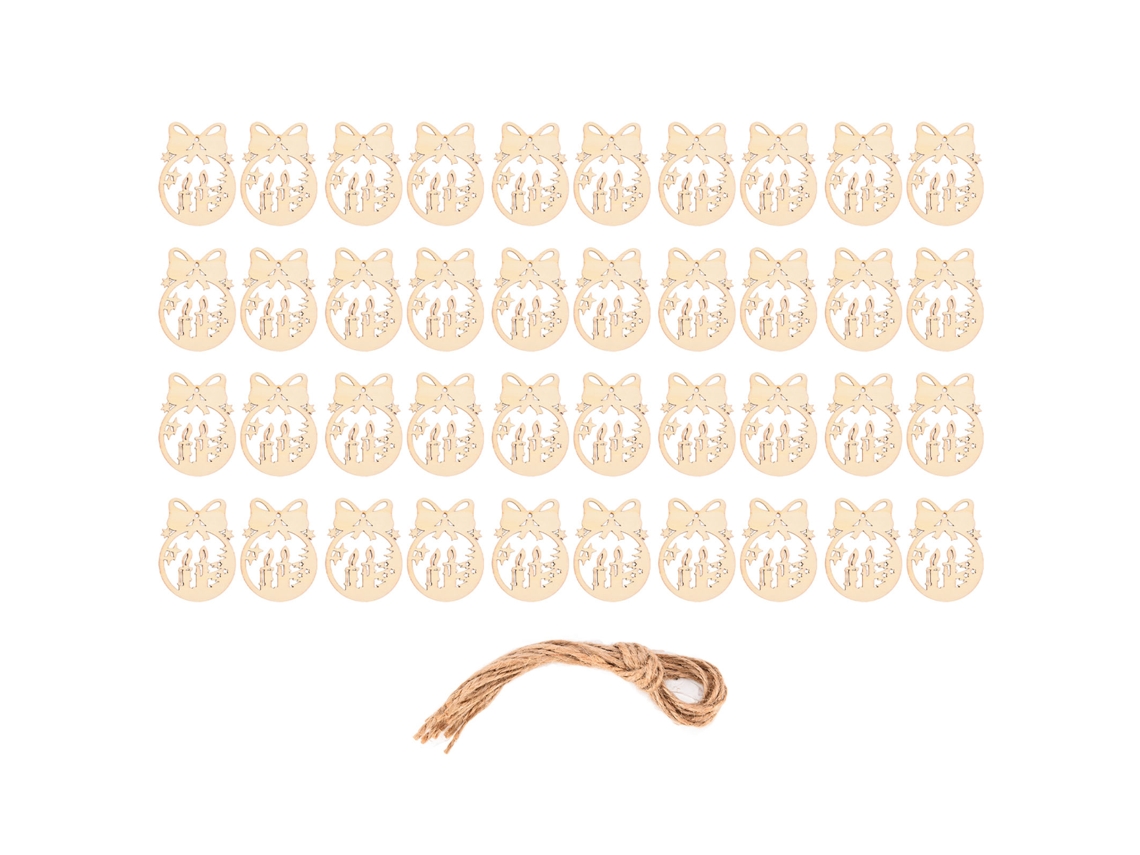 Baok - Juego de 40 adornos de madera para árbol de Navidad, decoraciones navideñas festivas para colgar.