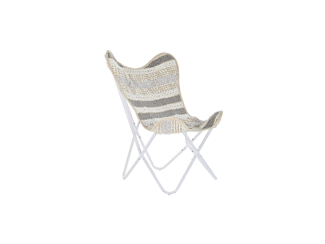 Sillon Algodon Hierro Mariposa Blanco 74x65x90cm
