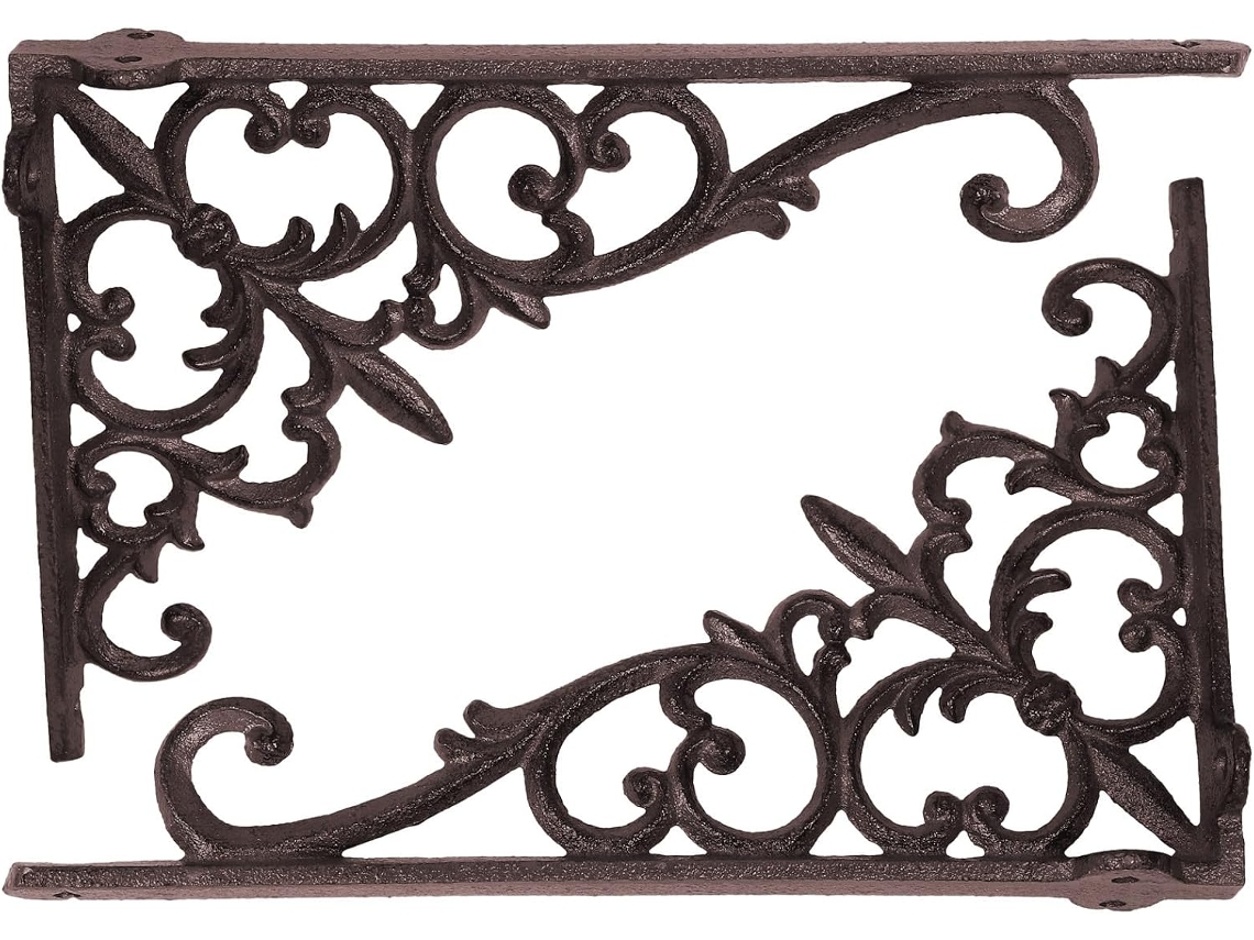 2 Soportes De Pared Decorativos Negros Resistentes En Ángulo Recto Para Estantes, Juego De 2
