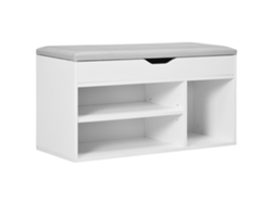 Zapatero Con Banco, Asiento, Estantes Y Cajón, 80x30x43 Cm, Blanco.