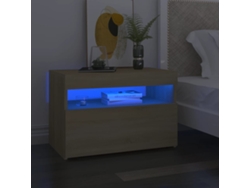 Mesa Cabeceira LOVELY HOME Mesinha & Luzes Led 2 Pcs 60X35X40 Cm Carvalho Sonoma