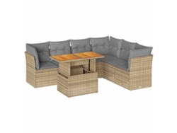 Conjunto 7 De Sofás Para Jardín VIDAXL Beige Poli Ratán(100 x 55 x 73 cm)