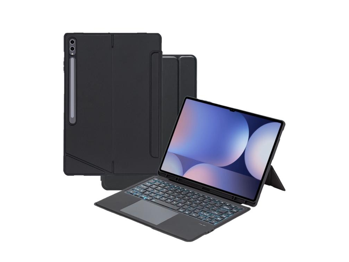 Funda de cuero para Samsung Galaxy Tab S10 Ultra con teclado Bluetooth retroiluminado desmontable y panel táctil Zruxe