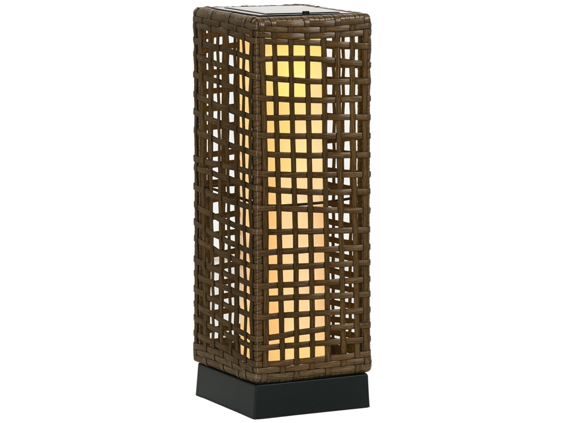 Lámpara de pie solar para exteriores, resina trenzada, recargable, 46 cm