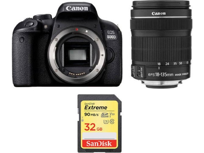 Kit Cámara Réflex CANON EOS 800D EF-S 18-135mm F3.5-5.6 IS STM + SD de 32GB