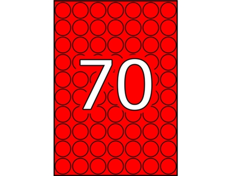 Etiquetas con Pegamento A5 8 Hojas APLI (Rojo - Ø 19 mm)