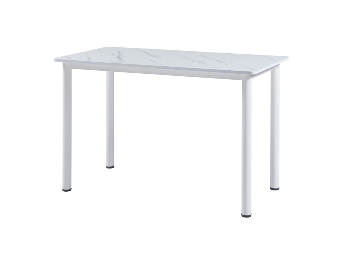Mesa de comedor Tammela versátil para 4 personas de acero y MDF 120 x 60 x 75 cm - Mármol blanco [EN.CASA]