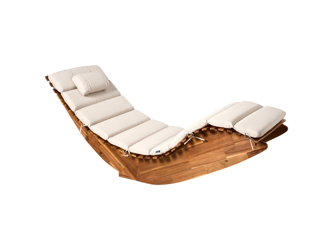 Beliani Brescia Premium Mecedora Exterior Tumbona Madera Madera Clara 60x176x90