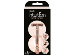Set de afeitado de precisión en oro rosa, maquinilla de afeitar premium con 10 cuchillas de repuesto Wilkinson Silky Skin