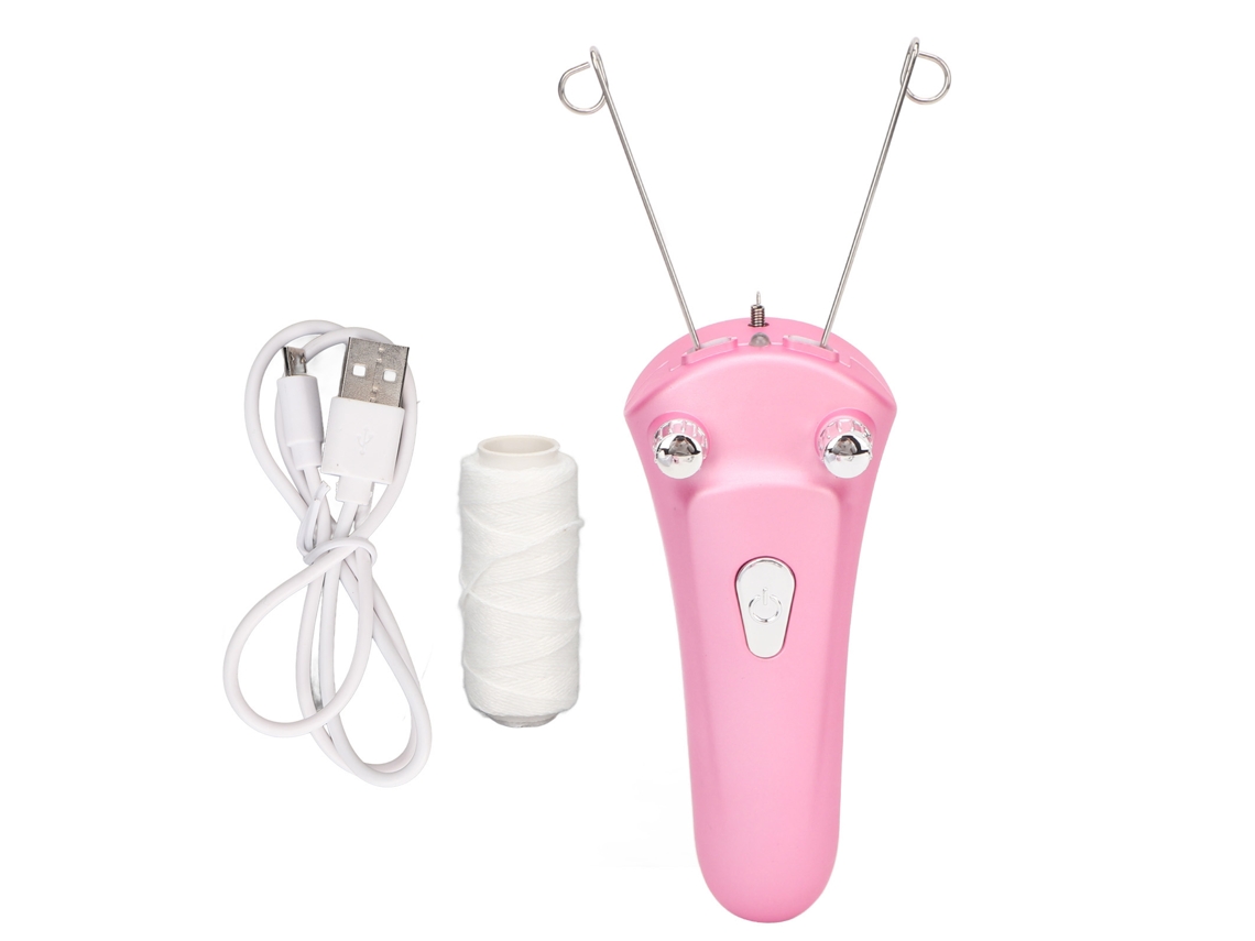 Depiladora Facial De Hilo De Algodón Eléctrica Recargable Usb Inalámbrica Automática Led Rosa