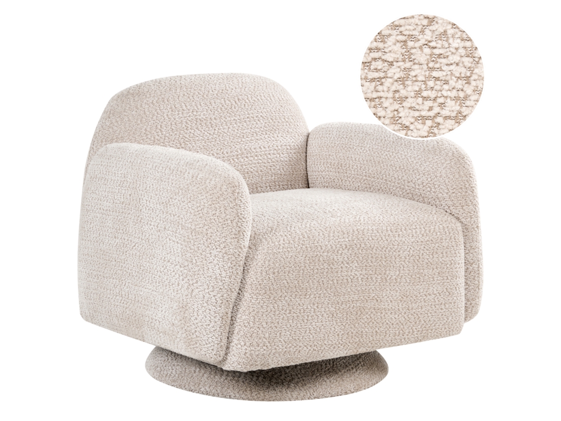 Sillón giratorio Beliani Aapua en tela color crema 82x72x74