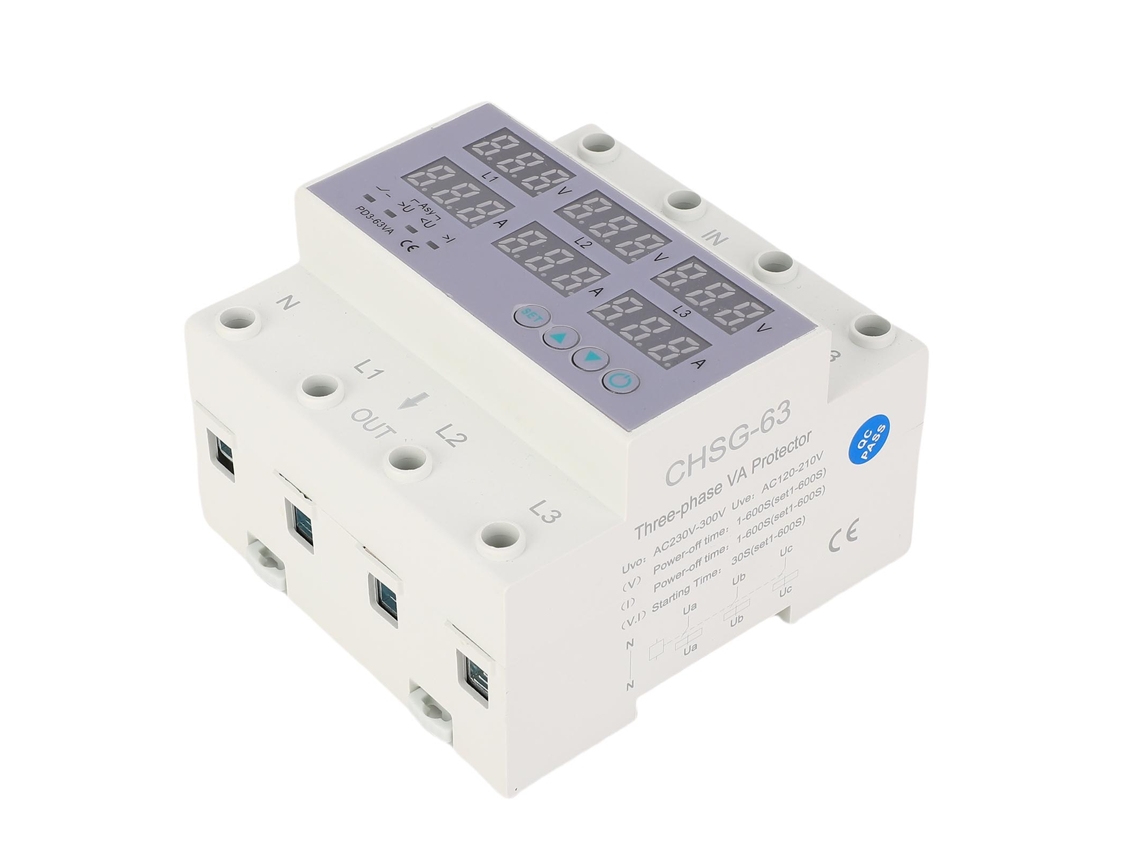 2026dz-protector Automático De Sobretensión Y Sobrecorriente Voltímetro Amperímetro 3 Fases Din Rail Ac230-300v