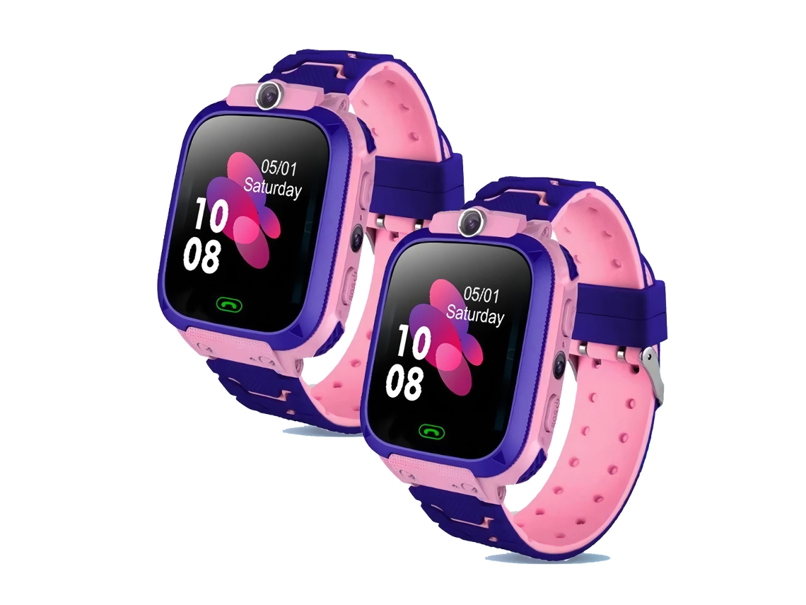 Pack De 2 Reloj Inteligente Klack Para Niños Con Gps, Botón Sos Y Cámara Hd | Control Parental En Tiempo Real - Rosa Y Rosa