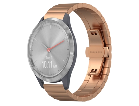 Correa de reloj inteligente para Garmin Vivomove 3S One Bead Butterfly Buckle Correa de reloj de metal de acero inoxidable (oro rosa)